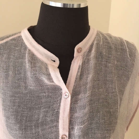 NWT! EILEEN Fisher S/P mandarin collar mesh shirt - Picture 3 of 8